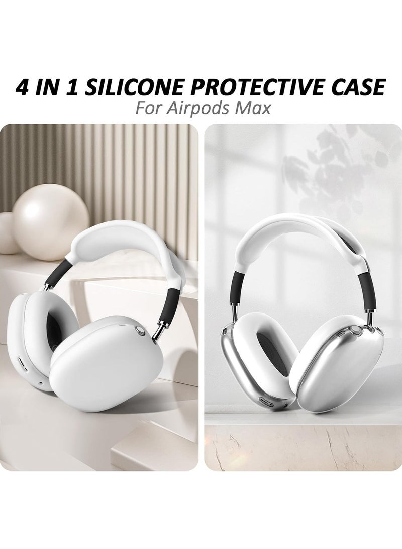 Suitable for Airpods Max Protective Cover Apple Max Earphone Shell Solid Color Silicone Soft Shell Earphone Cover Three-Piece Set