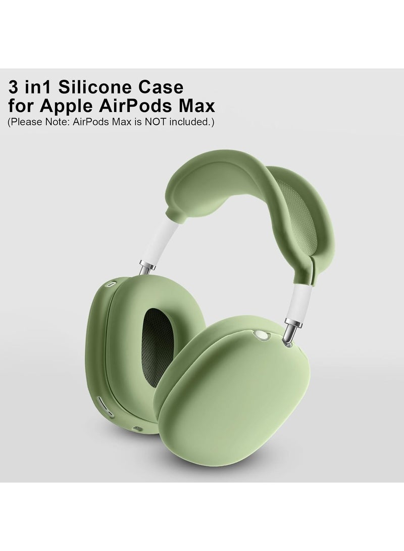 Suitable for Airpods Max Protective Cover Apple Max Earphone Shell Solid Color Silicone Soft Shell Earphone Cover Three-Piece Set