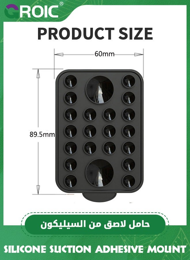 Black Silicone Suction Phone Case Adhesive Mount, Hands-Free, Strong Grip Holder for Selfies & Videos, Durable, Easy to Use, iPhone & Android Compatible