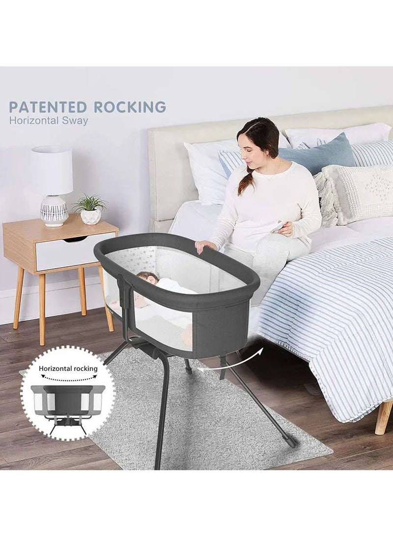 3 In 1 Rocking Bassinet & Baby Bassinet Bedside Sleeper One-Second Convert Travel Portable Bassinet Newborn Baby