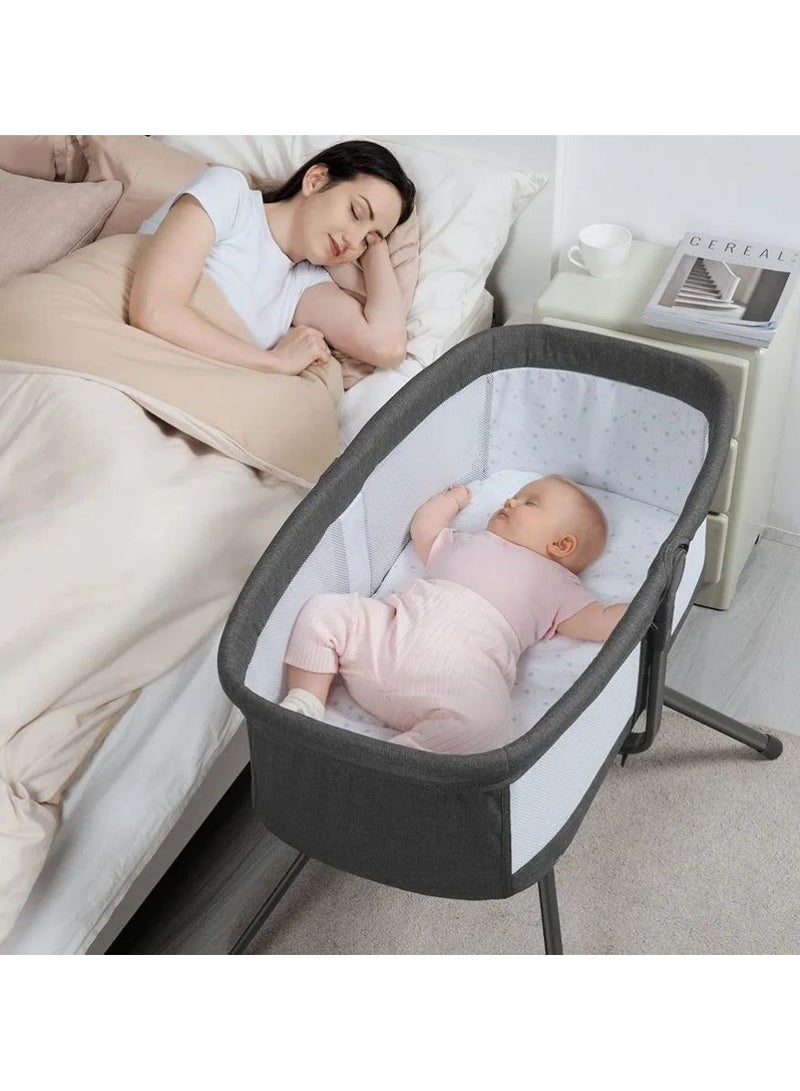 3 In 1 Rocking Bassinet & Baby Bassinet Bedside Sleeper One-Second Convert Travel Portable Bassinet Newborn Baby