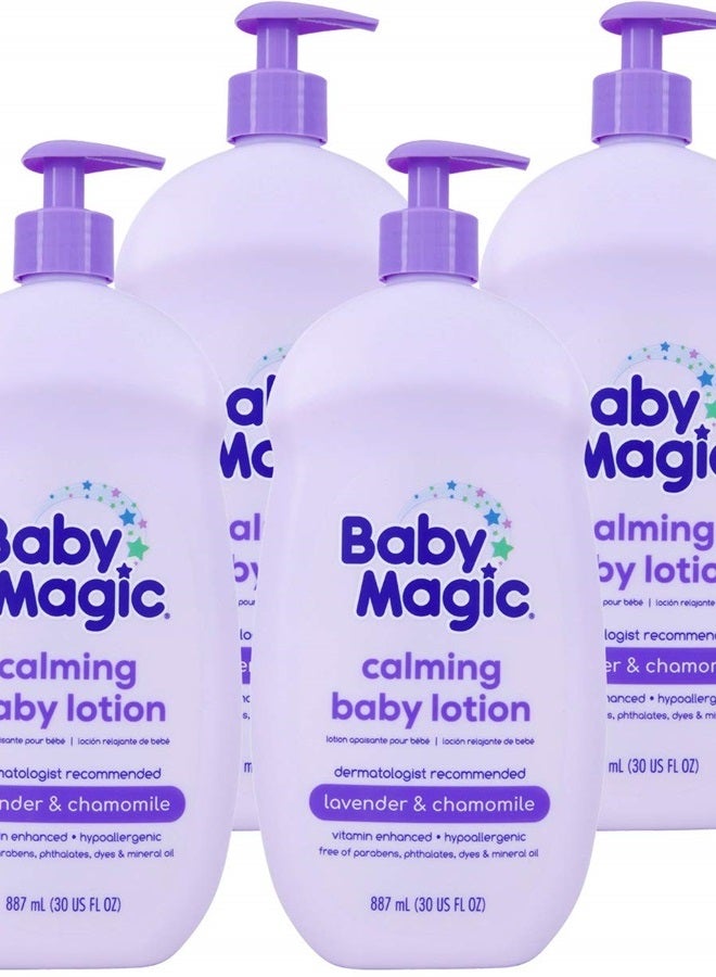 Calming Lotion 30oz Pack of Free of Parabens Phthalates Sulfates and Dyes, Lavender & Chamomile, Pack of 4