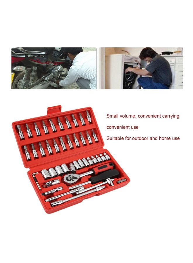 46-Piece Wrench Repair Tools With Box Silver/Black