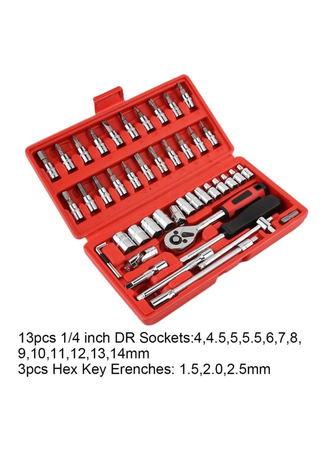 46-Piece Wrench Repair Tools With Box Silver/Black