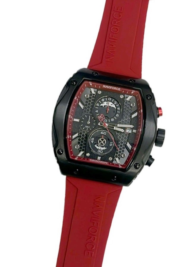 New NAVIFORCE NF8059 Men Watch Sport Luxury Chronograph, Wristwatch Silicone Strap Quartz Clock