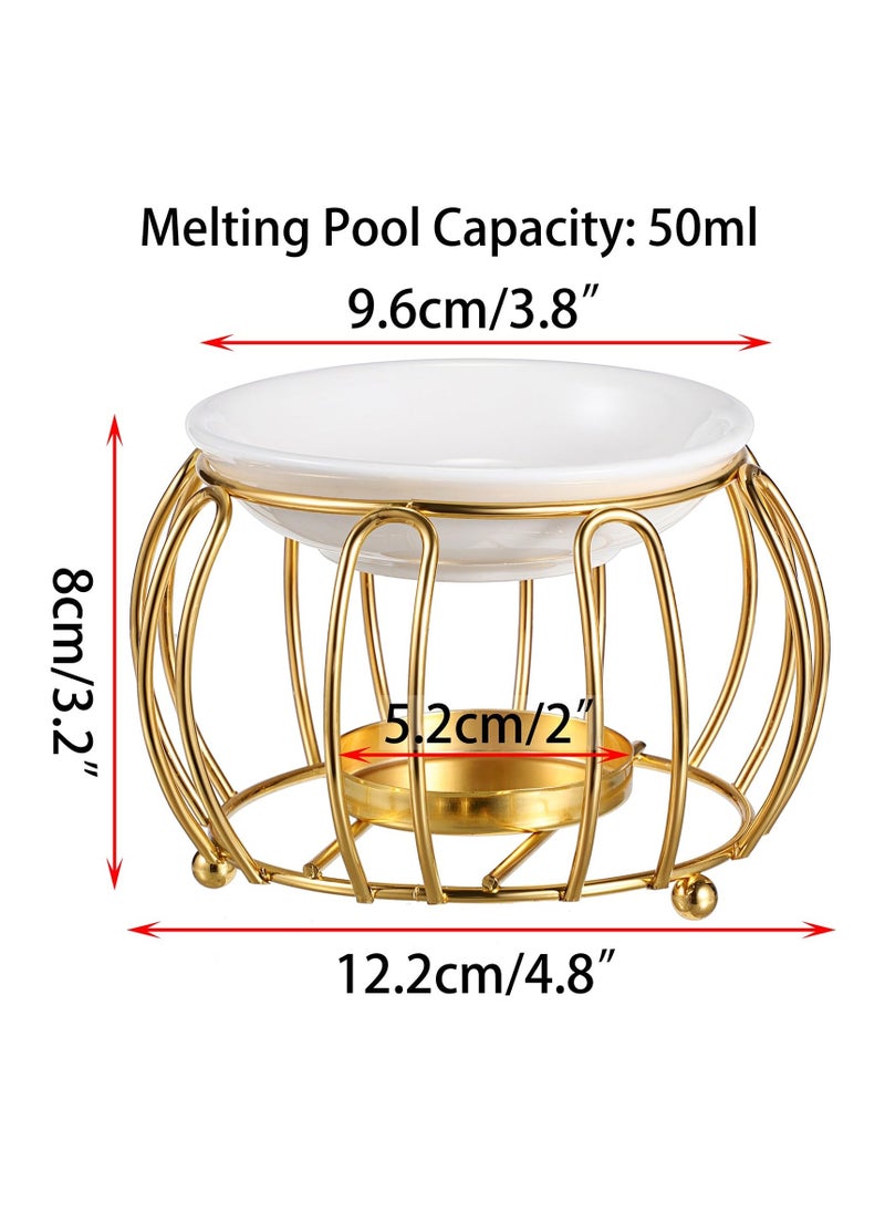 SYOSI Ceramic Essential Oil Warmer, Delicate Romantic Essential Oil Burner, Tealight Candle Essential Oil Incense Aroma Diffuser Furnace with Metal Pumpkin Rack, for Home Decoration