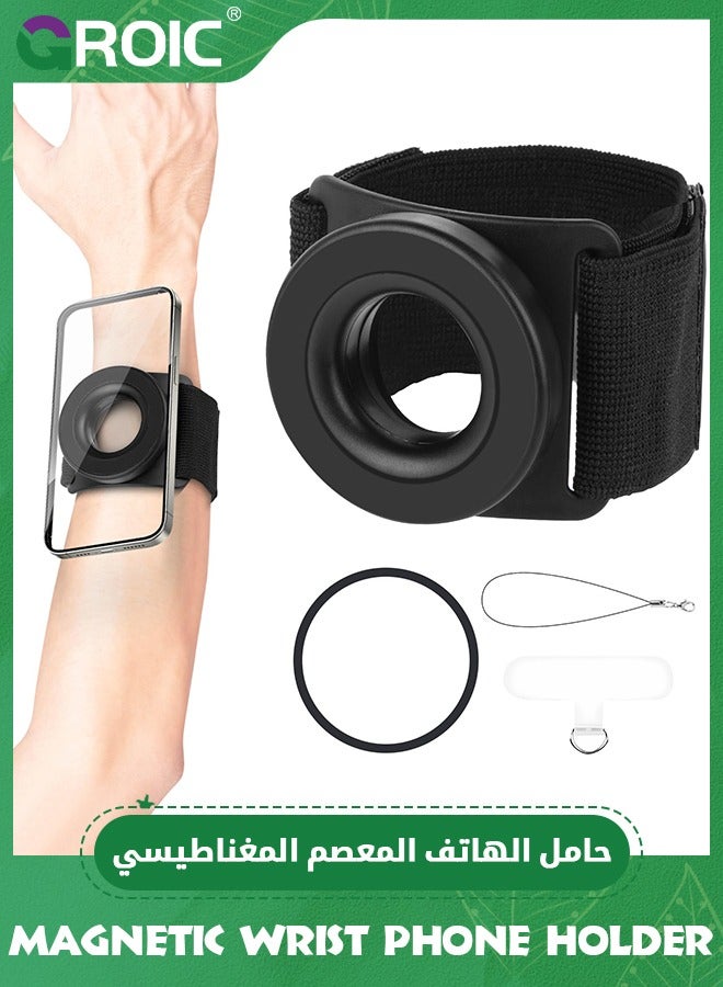 Running Phone Holder for iPhone, Magnetic Wrist Phone Holder, Armband Cell Phone Stand, Magnetic Phone Holder, Phone Support Compatible with magsafe iPhone 15 14 13 12 Pro Max Plus Mini