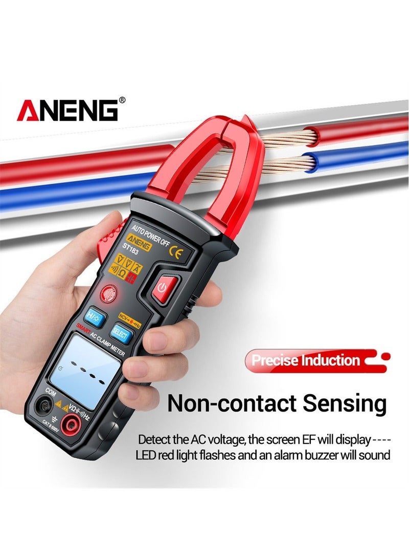 ST183 Digital Clamp Meter AC Current 6000 Counts True RMS Multimeter DC/AC Voltage Tester Hz Capacitance NCV Ohm Tests