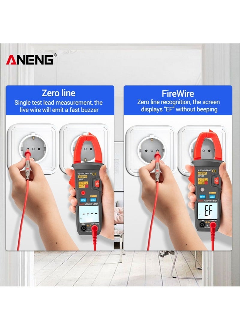 ST183 Digital Clamp Meter AC Current 6000 Counts True RMS Multimeter DC/AC Voltage Tester Hz Capacitance NCV Ohm Tests