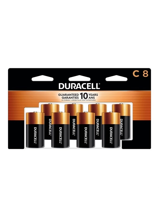 Duracell Coppertop C Batteries, 8 Count Pack, C Battery with Long-lasting Power, All-Purpose Alkaline C Battery for Household and Office Devices