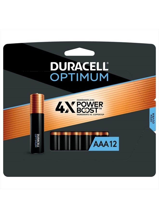 Duracell Optimum AAA Batteries with Power Boost Ingredients, 12 Count Pack with Long-lasting Power, All-Purpose Alkaline AAA Battery for Household and Office Devices