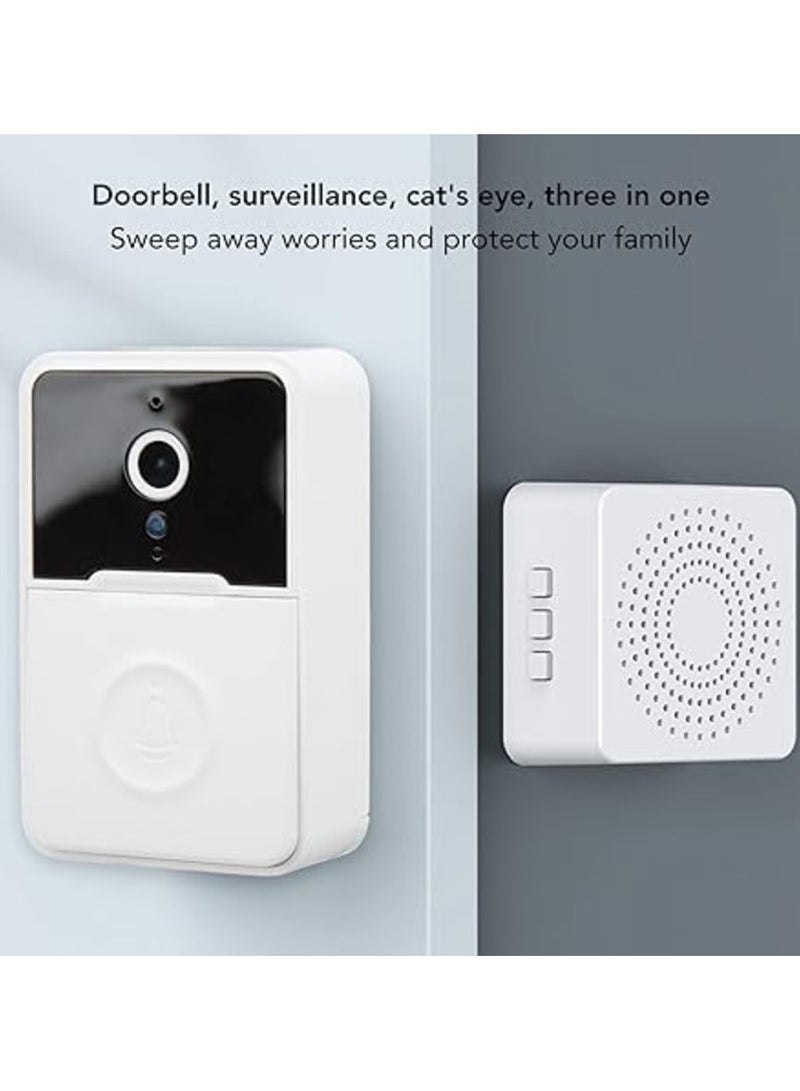 Wireless Doorbell Camera, App Control Smart Video Doorbell Camera with Infrared Night Vision, Two-Way Audio, Real-Time Notification, Bluetooth WiFi