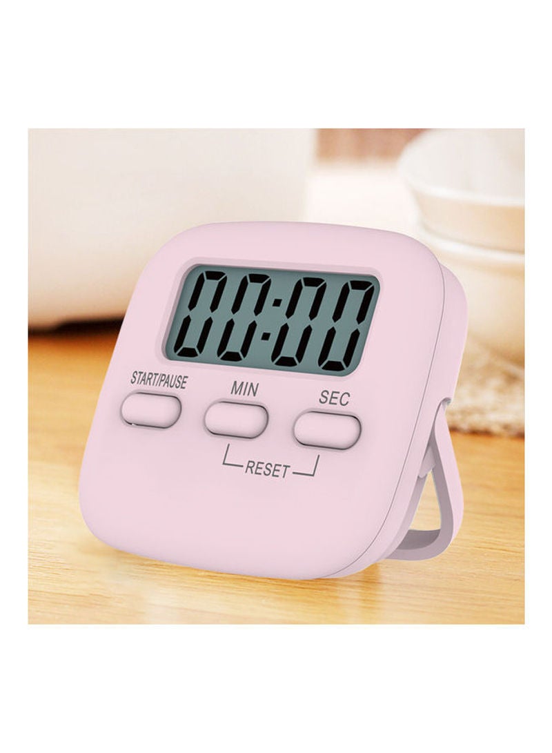 Portable Digital Kitchen Timer Magnetic Cooking Countdown Alarm With LCD Screen Stand Pink 6.5cm