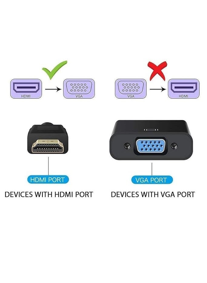 HDMI to VGA Adapter HD, Male (HDMI) to VGA (Female) Converter for PC, Monitor, Projector, HDTV, Xbox etc