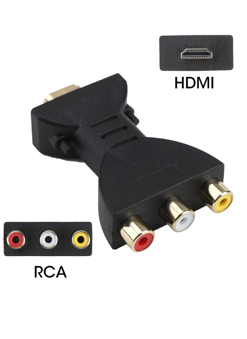 HDMI to AV Converter HDMI to 3RGA Audio Video Adapter HDMI to RCA Composite Converter Adapter Compatible with Roku Stick Support NTSC 1080P 720P for Apple TV PC Laptop Xbox DVD 2Pack