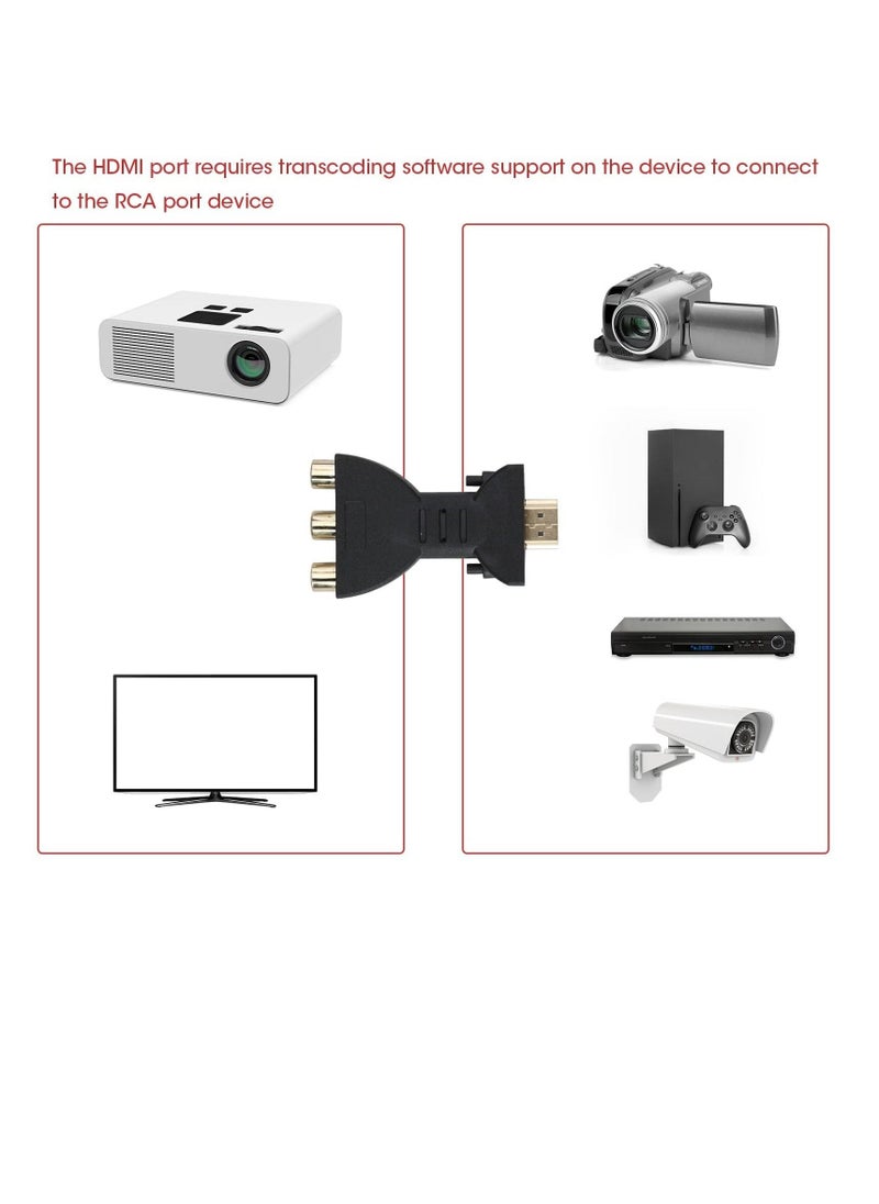 HDMI to AV Converter HDMI to 3RGA Audio Video Adapter HDMI to RCA Composite Converter Adapter Compatible with Roku Stick Support NTSC 1080P 720P for Apple TV PC Laptop Xbox DVD 2Pack