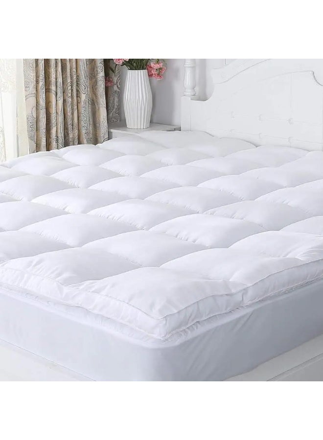 MOONCEE Soft Material Mattress Topper Hotel Luxurious Quilted Fluffy Mattress Cover Soft Comfortable Breathable Bed Topper With Elastic Bands