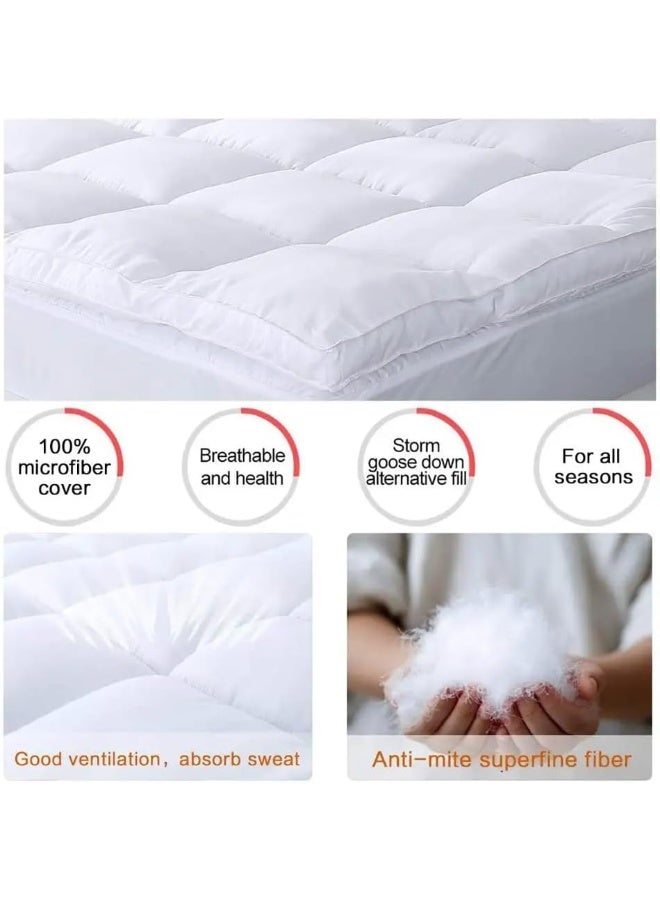 MOONCEE Soft Material Mattress Topper Hotel Luxurious Quilted Fluffy Mattress Cover Soft Comfortable Breathable Bed Topper With Elastic Bands