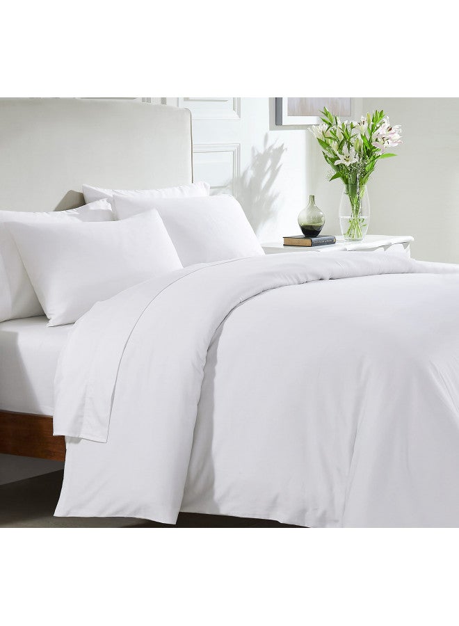 California Design Den King Size Duvet Cover Only, Premium 400 Thread Count 100% Cotton Sateen, Hotel Quality, Soft Sateen Weave Comforter Cover, Button Closure & Corner Ties (1 Pc, White, King)