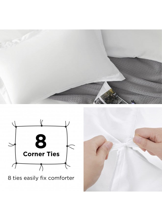 Bedsure White Duvet Cover King Size - Soft Brushed Microfiber Duvet Cover for Kids with Zipper Closure, 3 Pieces, Include 1 Duvet Cover (104