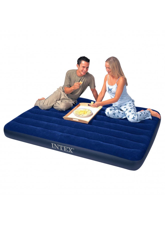 Intex Classic Downy Airbed Set with 2 Pillows and Double Quick Hand Pump, Queen