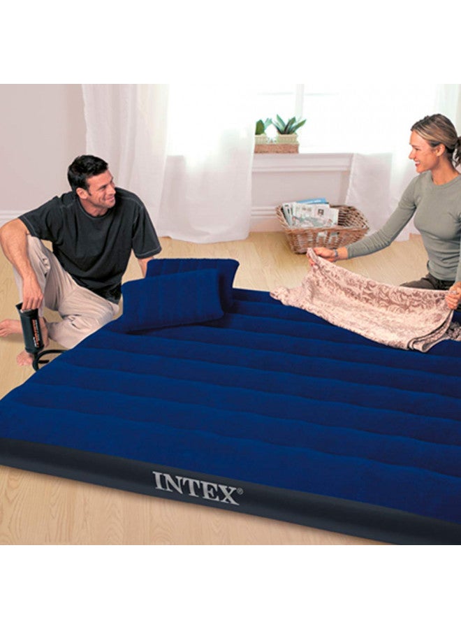 Intex Classic Downy Airbed Set with 2 Pillows and Double Quick Hand Pump, Queen