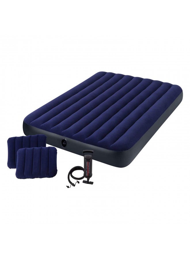 Intex Classic Downy Airbed Set with 2 Pillows and Double Quick Hand Pump, Queen