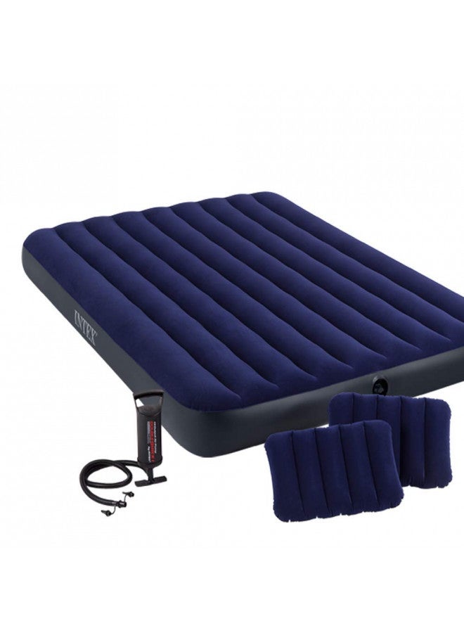 Intex Classic Downy Airbed Set with 2 Pillows and Double Quick Hand Pump, Queen