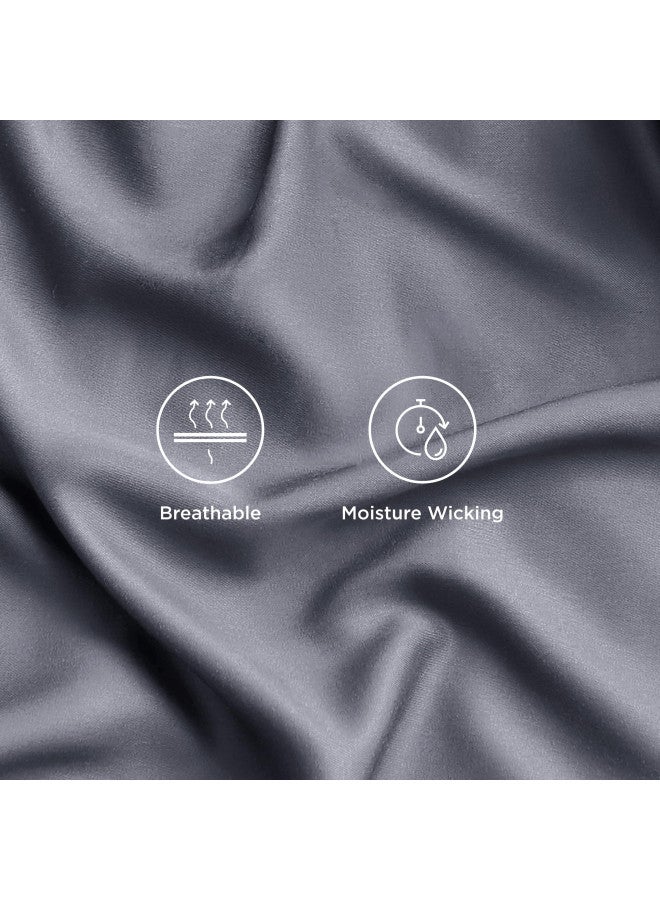 Bedsure Cooling Sheets Set Grey, Rayon Made from Bamboo, Queen Sheet Set, Deep Pocket Up to 16