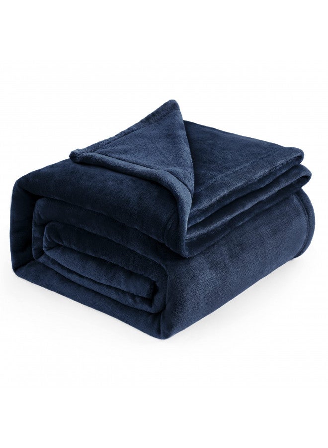 Bedsure Navy Blue Fleece Blankets King Size - Bed Blanket Soft Lightweight Plush Cozy Fuzzy Luxury Microfiber, 108x90 inches