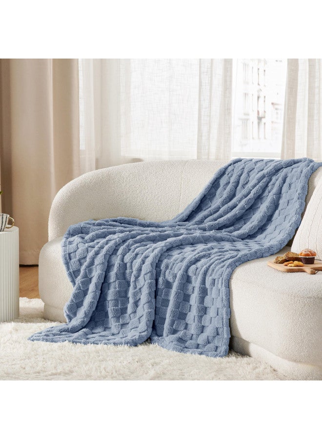 Bedsure Blue Fleece Blanket for Couch - Super Soft Cozy Twin Blankets for Women, Cute Small Blanket for Girls, 60x80 Inches