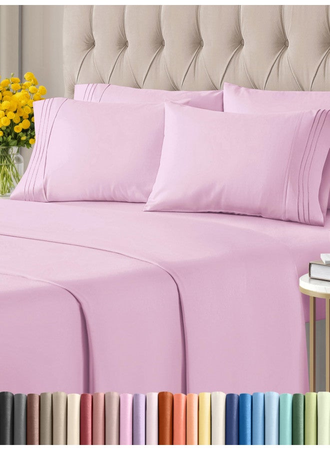 King 6 Piece Sheet Set - Breathable & Cooling Bed Sheets - Hotel Luxury Bed Sheets for Women, Men, Kids & Teens - Bedding w/ Deep Pockets & Easy Fit - Soft & Wrinkle Free - King Light Pink Sheets