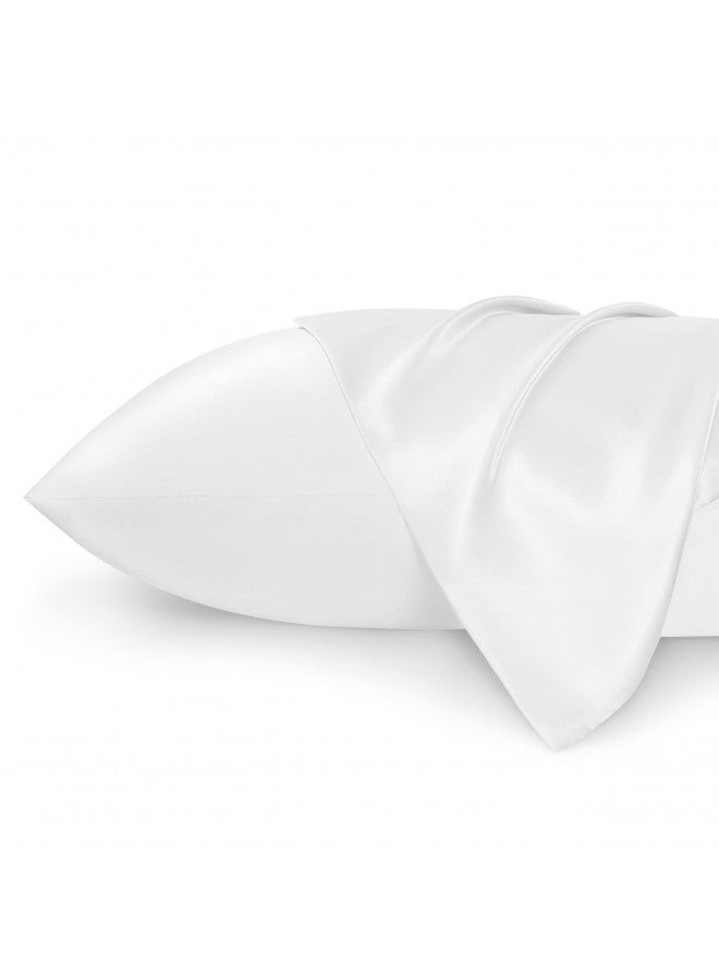 Bedsure King Size Satin Pillowcase Set of 2 - Pure White Silk Pillow Cases for Hair and Skin 20x36 Inches, Satin Pillow Covers 2 Pack with Envelope Closure, Gifts for Women Men