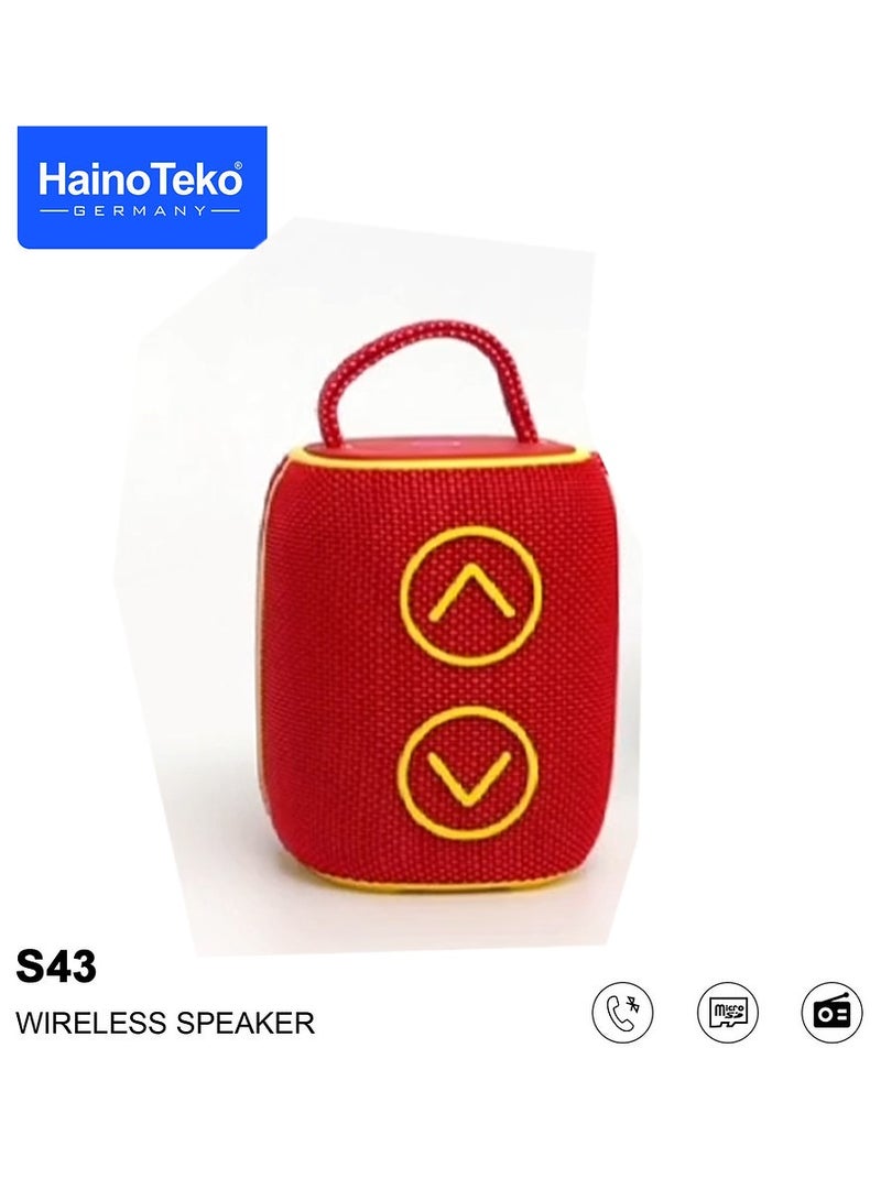 Haino Teko Germany S43 Portable Speaker With Button Control and RGB Colour Red