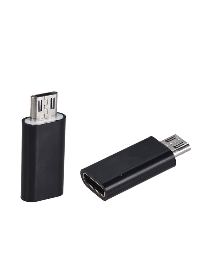 Type-C USB-C Female To Micro USB Male Sync Data Converter Black