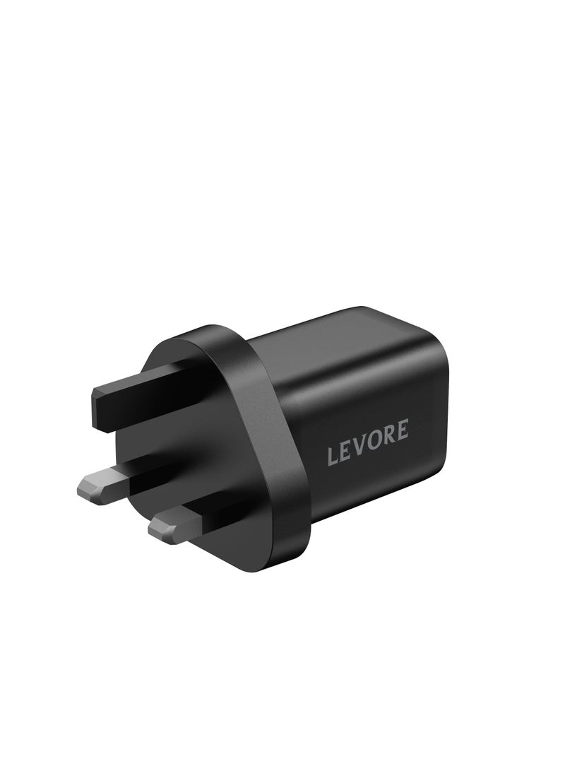 Levore Wall Charger 33W 1XUSB-C PD and 1XUSB-A QC3 Port - Black