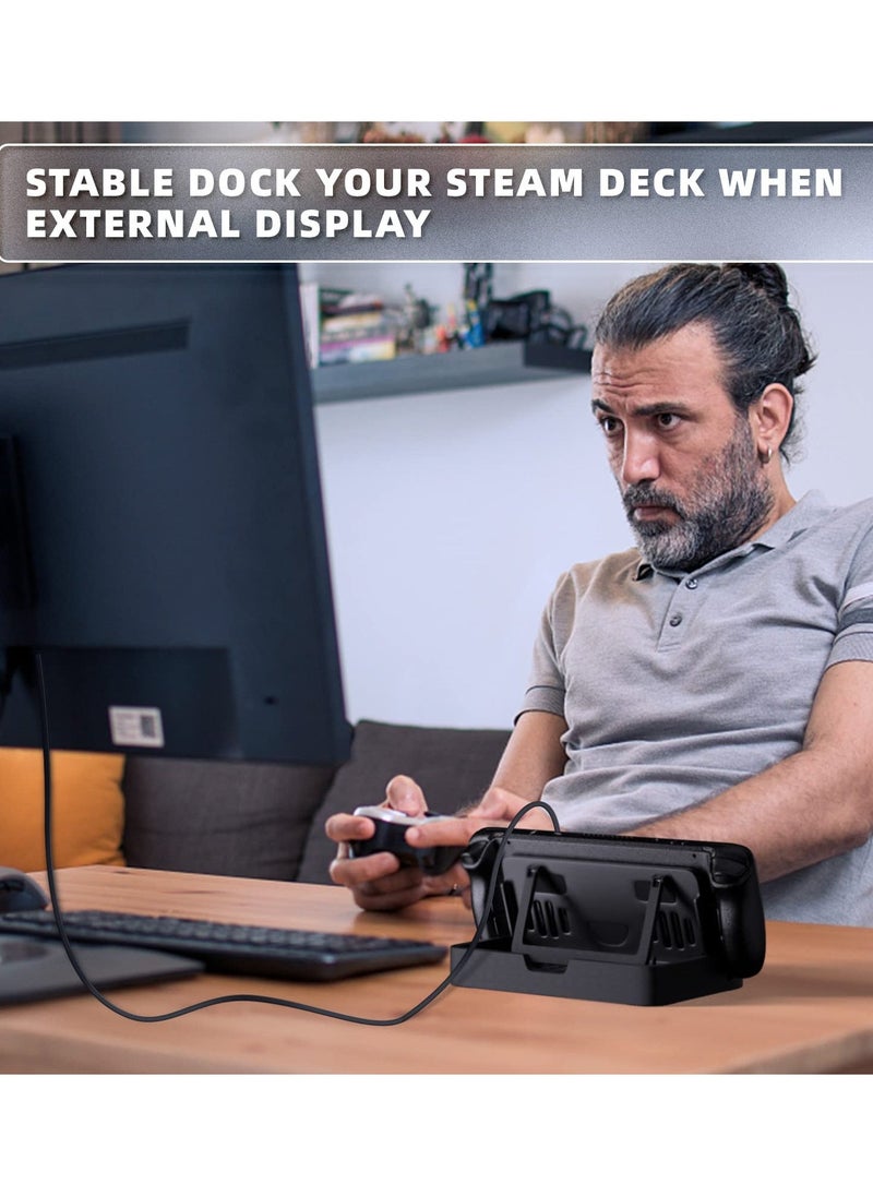 Upgraded Foldable Stand Base for Steam Deck/ROG Ally, Adjustable & Portable with Anti-slip Silicone Pad - Dock Accessories for Steam Deck/ROG Ally