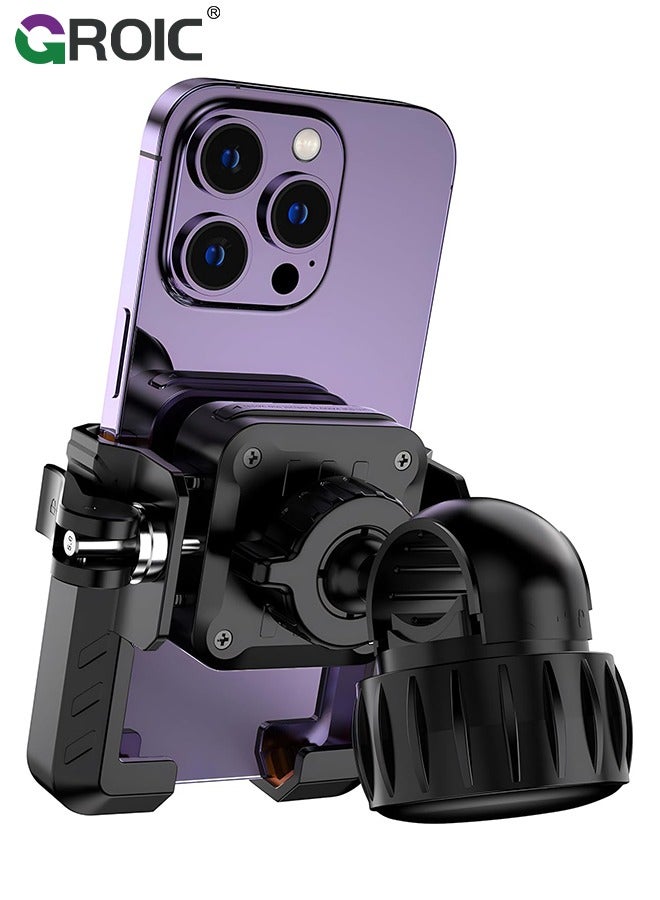 Motorcycle Phone Holder, Bicycle Phone Mount 360°Rotate, Bike Phone Holder Handlebar Suitable for iPhone & Android Smartphones from 4.5-7.0 Inches