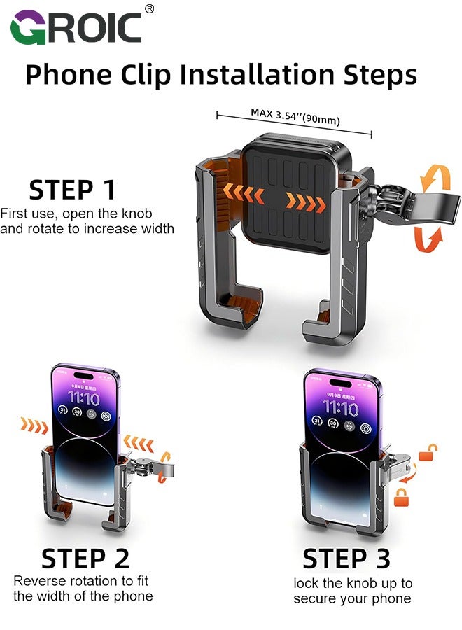 Motorcycle Phone Holder, Bicycle Phone Mount 360°Rotate, Bike Phone Holder Handlebar Suitable for iPhone & Android Smartphones from 4.5-7.0 Inches