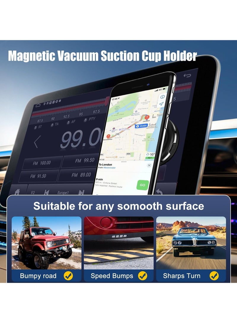 Magnetic Suction Phone Mount, Magnetic Car Suction Cup Holder for Car/Gym/Mirror/All Smooth Surface, Vacuum Magnetic Suction Cup Phone Mount Compatible with Magsafe 15/14/13/12