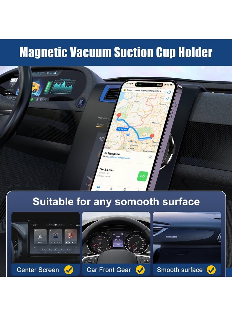 Magnetic Suction Phone Mount, Magnetic Car Suction Cup Holder for Car/Gym/Mirror/All Smooth Surface, Vacuum Magnetic Suction Cup Phone Mount Compatible with Magsafe 15/14/13/12