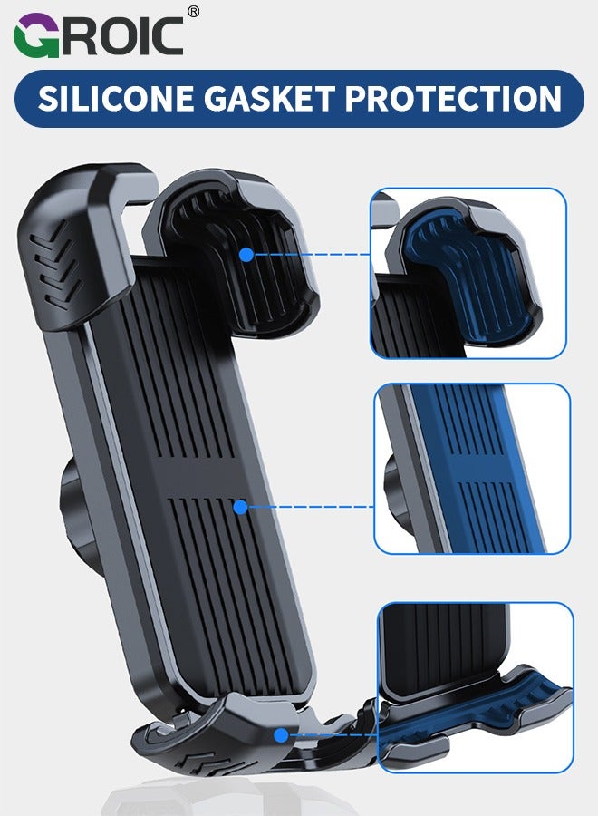 Black Bike Phone Holder, Motorcycle Phone Mount – Bicycle Bike Handlebar Cell Phone Clamp, Scooter Phone Clip for iPhone, Galaxy，and 4.7