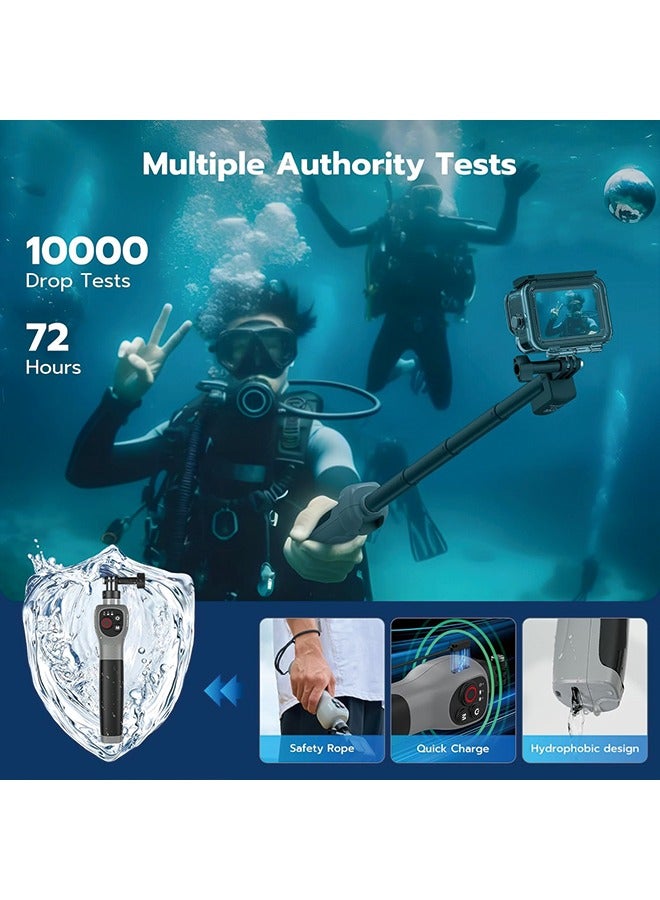 33inch Underwater Selfie Stick, with Bluetooth Remote Control, Waterproof & Extendable, 1 Hour Charging Time, 21 Hours Shooting for Diving Surfing Snorkeling, for Gopro Hero 12 11 10 9 8