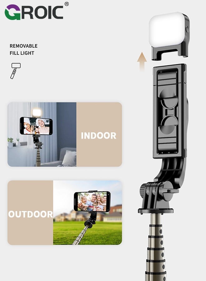 Selfie Stick Tripod, Aluminum Alloy Selfie Stick for Cellphone Black Single Bracket Portable Automatic Rotation with Remote Control for Taking Family Photos