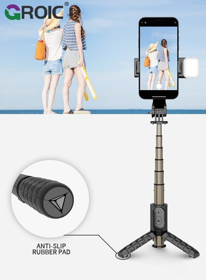 Selfie Stick Tripod, Aluminum Alloy Selfie Stick for Cellphone Black Single Bracket Portable Automatic Rotation with Remote Control for Taking Family Photos