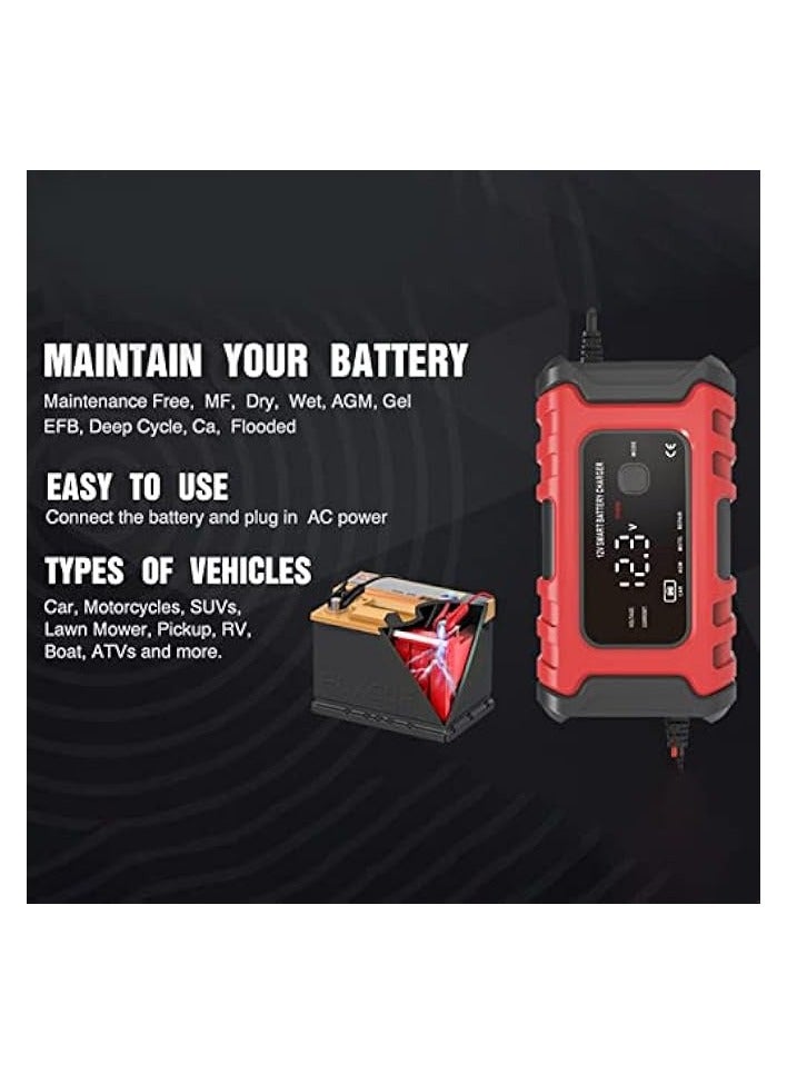 Motorcycle Batteryrs 12V6A Full Automatic Smart Batteryrs Maintainer Portable Tricklers Battery Desulfator