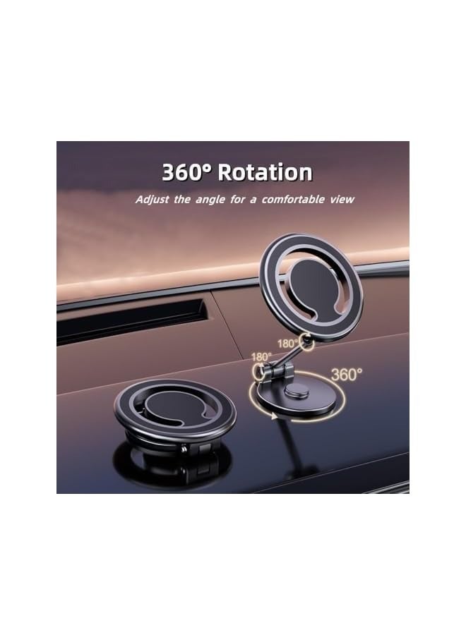 Alloy Folding Magnetic Phone Holder for Car 2023 Magnetic Phone Mount for Car [44 Strong Magnets] 360° Rotation Magnetic Universal Dashboard Cell Phone Holder Car Mount