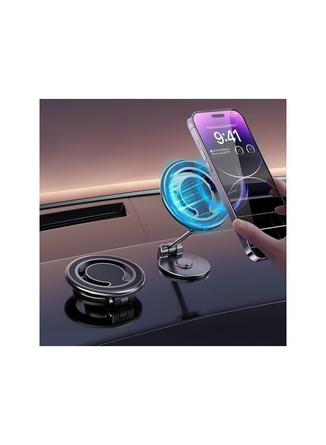 Alloy Folding Magnetic Phone Holder for Car 2023 Magnetic Phone Mount for Car [44 Strong Magnets] 360° Rotation Magnetic Universal Dashboard Cell Phone Holder Car Mount