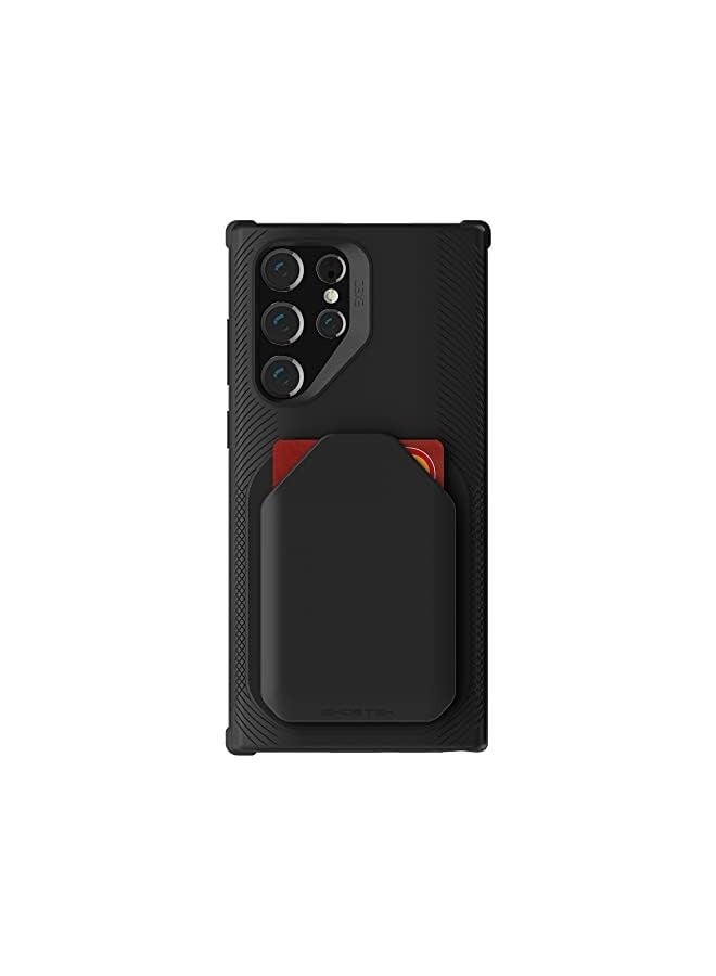 Galaxy S22+ Wallet Case with Credit Card Holder Works with Magnetic Car Vent Mounts Easily Detachable for Wireless Charging Designed for 2022 Galaxy S22 Plus 5G (6.6 Inch) (Black)
