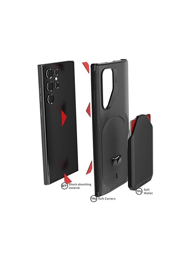 Galaxy S22+ Wallet Case with Credit Card Holder Works with Magnetic Car Vent Mounts Easily Detachable for Wireless Charging Designed for 2022 Galaxy S22 Plus 5G (6.6 Inch) (Black)